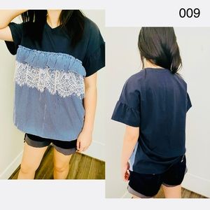 Korean style blue lace top